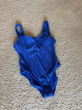 Blue Textured One-Piece Swimsuit